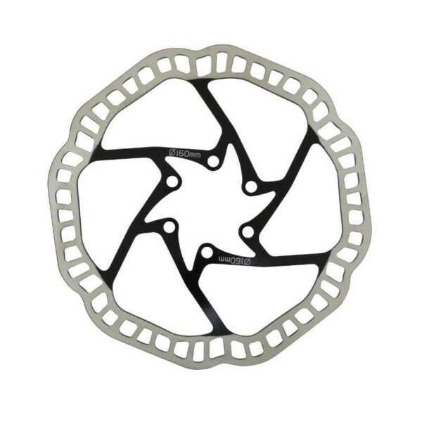 DISQUE DE FREIN VTT 6 VIS NEWTON ARGENT CENTRE NOIR 180MM