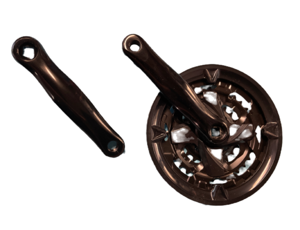 PEDALIER VTT TRIPLE 42-32-22 ARGENT L150 AVEC PARE CHAINE BOITIER 118-122MM